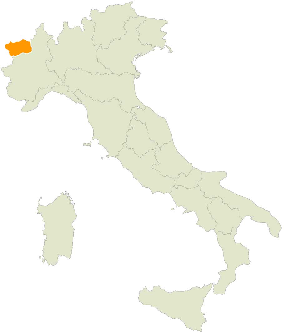 Map showing the Valle d'Aosta wine region within Italy