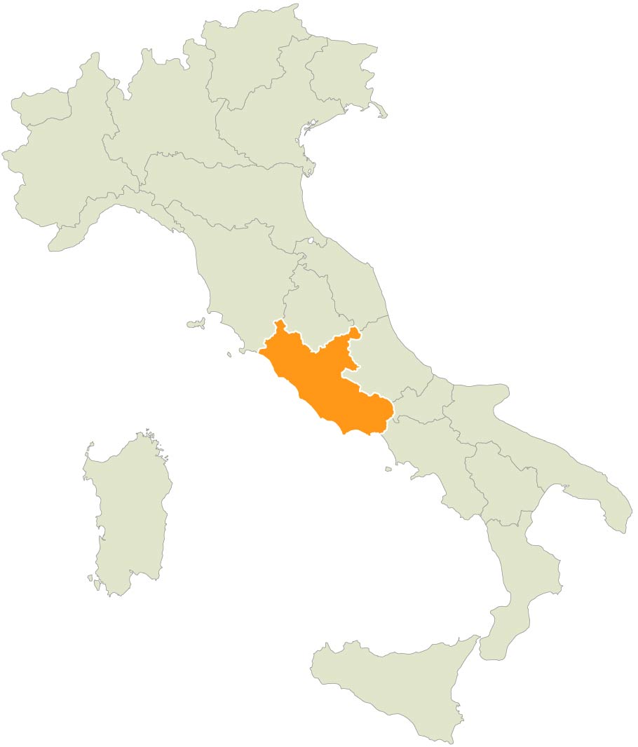 Map showing Lazio within Italy