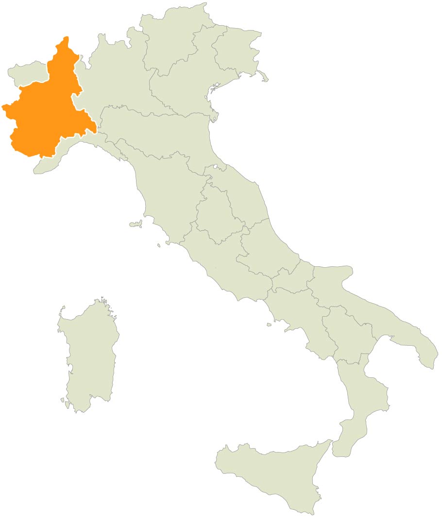 Map showing Piedmont within Italy