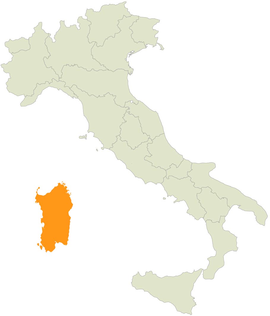 Map showing Sardinia