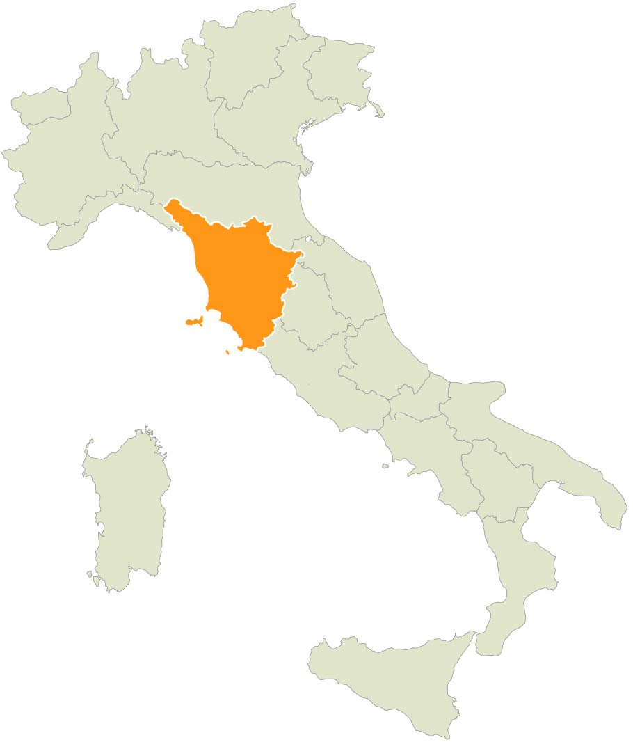 Map showing Tuscany within Italy