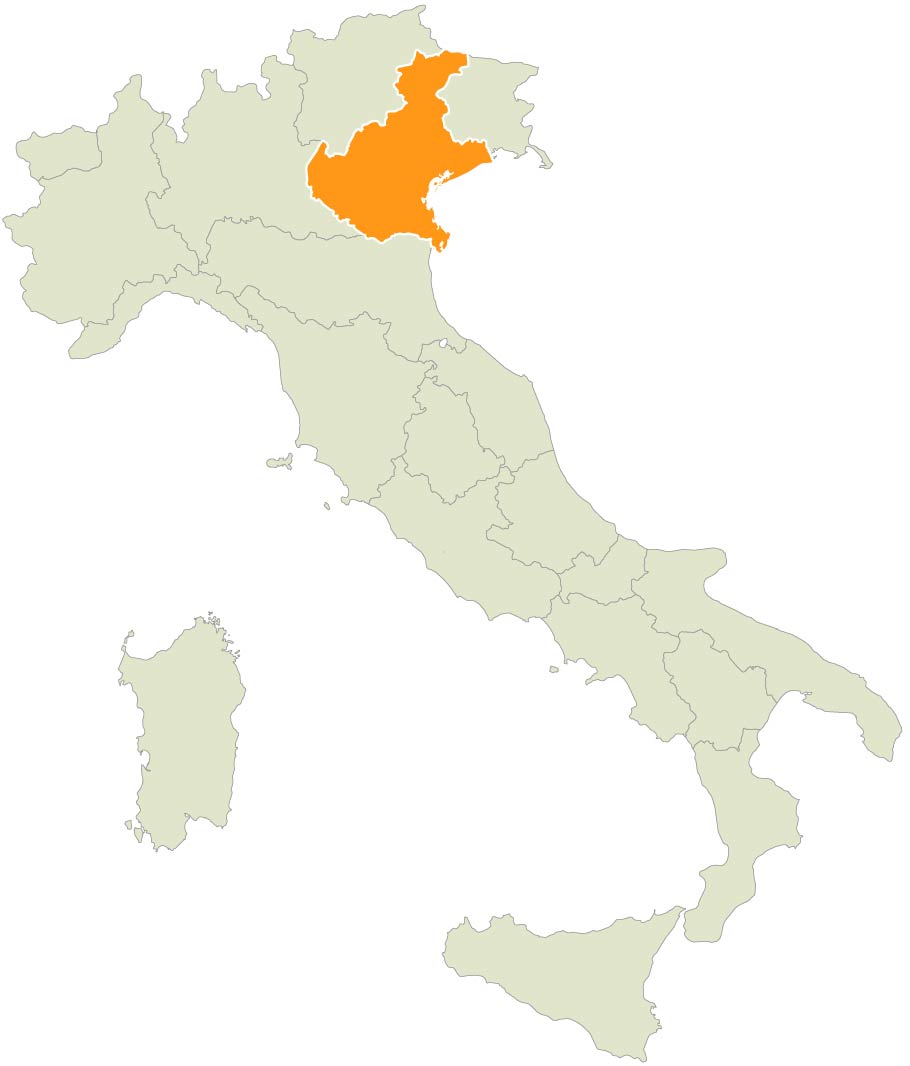 Map showing Veneto within Italy.